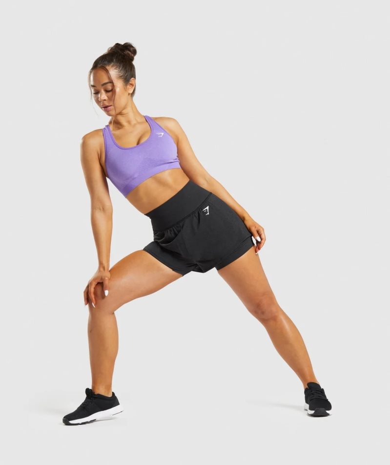 Women's Gymshark Vital Seamless 2.0 2-in-1 Shorts Black | NZ 6FYVLW